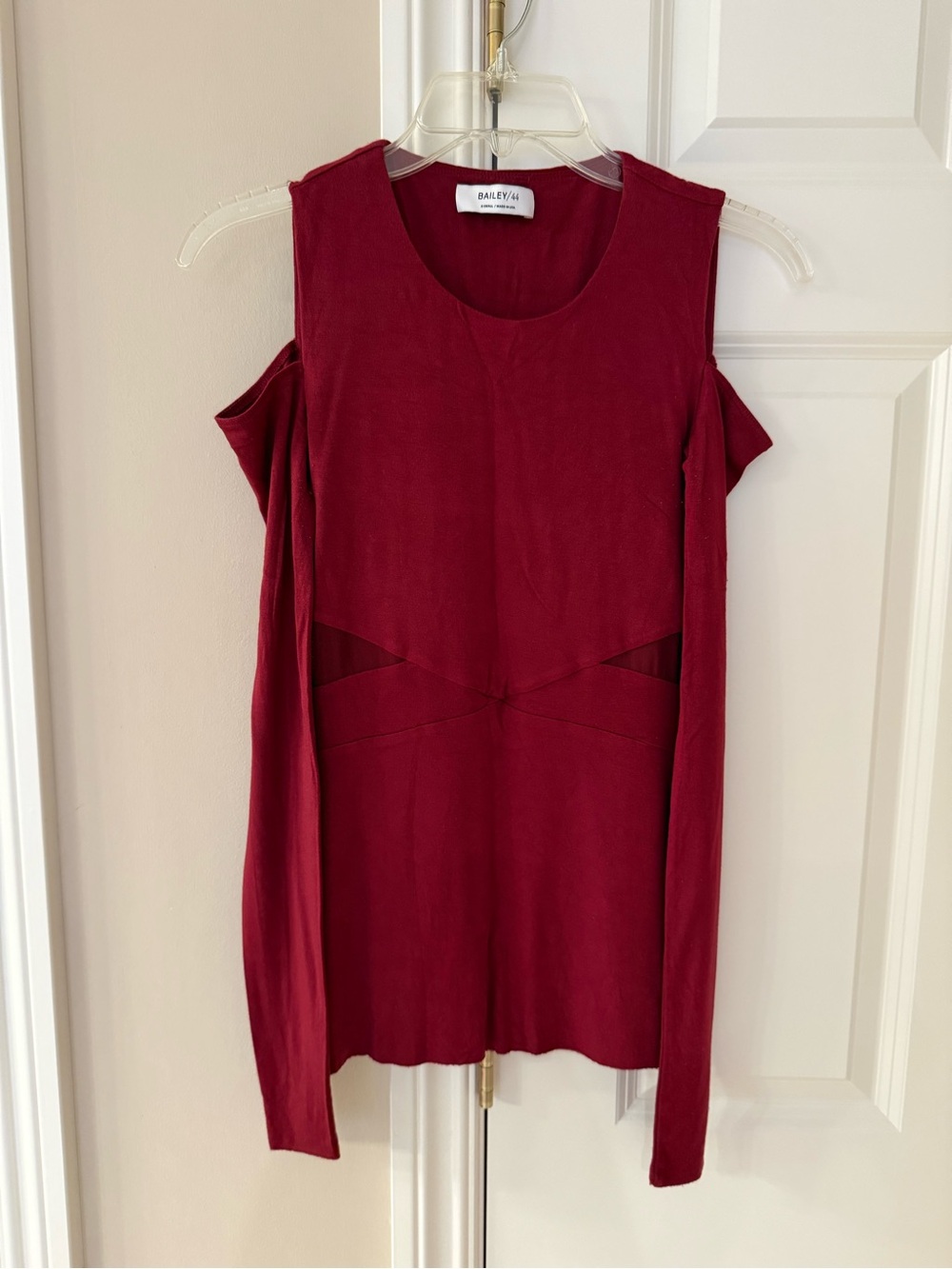 Bailey 44 Burgundy Cold-Shoulder Long Sleeve Dress